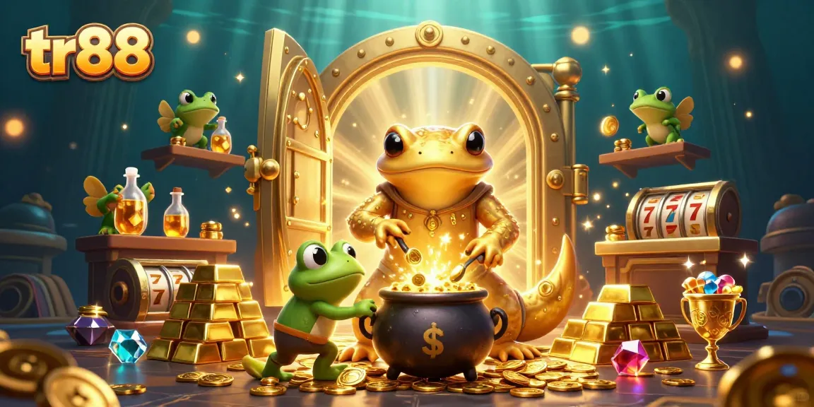 Experience the thrill of tr88's advanced gaming with golden treasures in a vibrant casino scene.