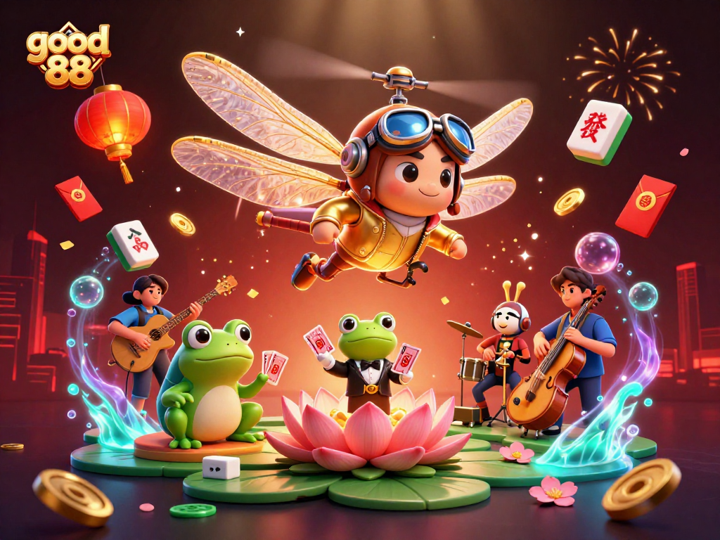 Experience the thrill of good 88 in this vibrant casino scene with engaging gaming elements and characters.