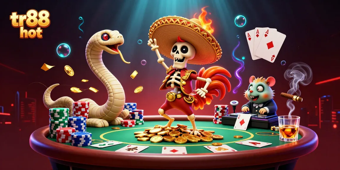 Engage with thrilling poker dynamics in tr88 hot's vibrant scene featuring lively characters.