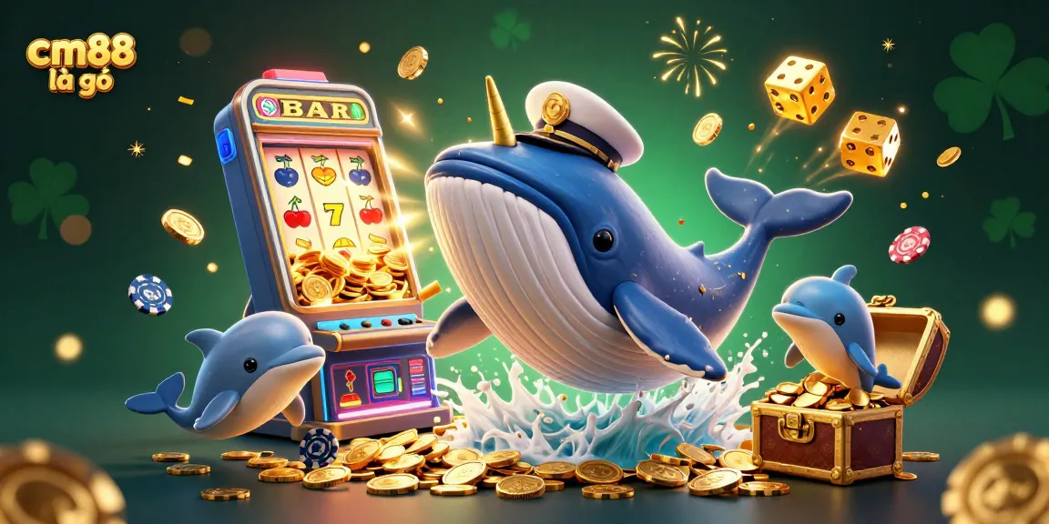 Experience the vibrant cm88 là gì world with an epic whale and dolphins in a lively casino adventure.