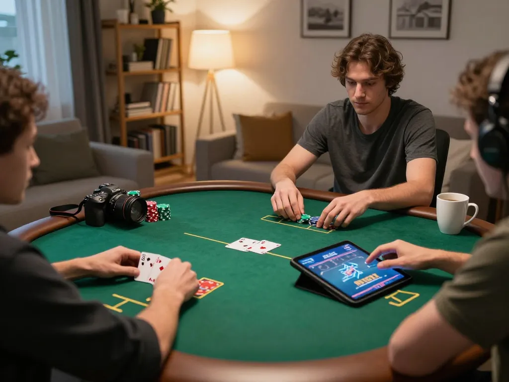 cm88 player enjoying a strategic online poker game on a tablet while relaxing