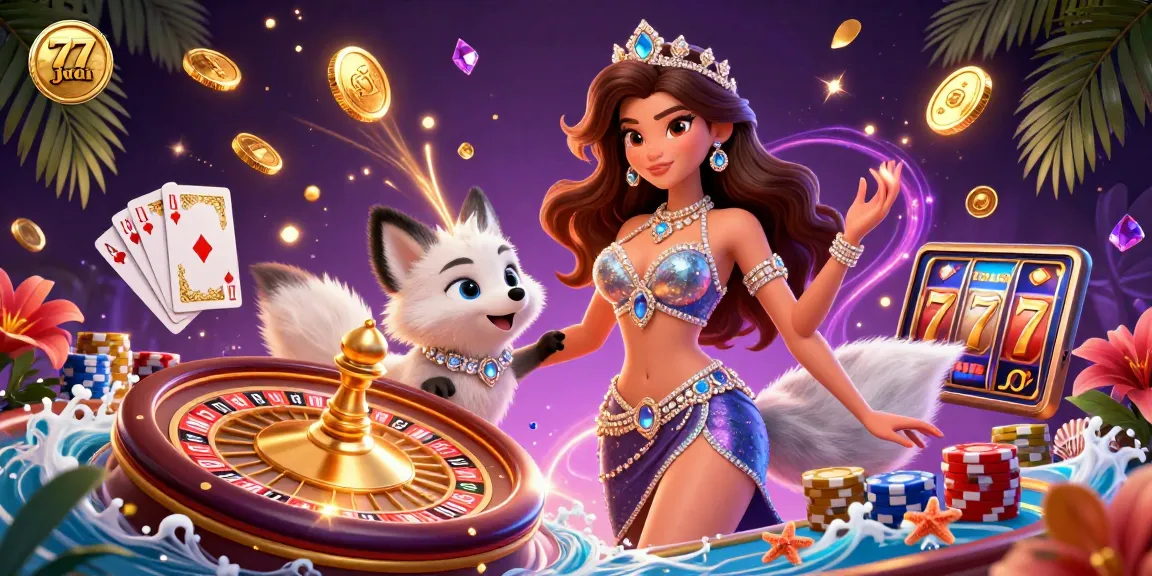Win exciting prizes at 77judi with dazzling games and dynamic action in a captivating casino scene.