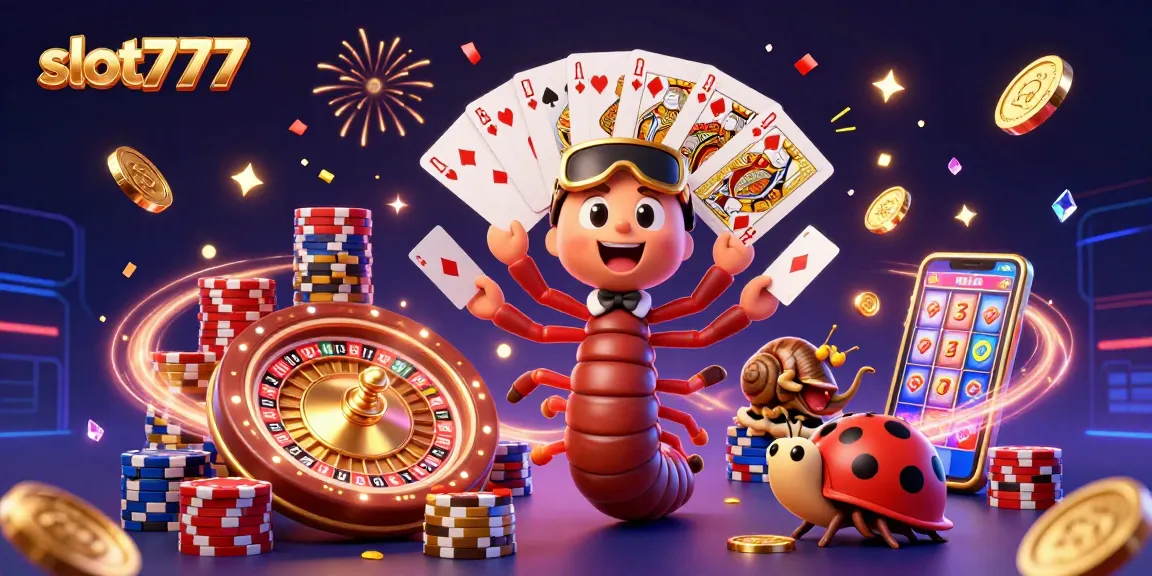 Engage with slot777’s thrilling world of gameplay through an exciting casino illustration featuring various gaming elements.