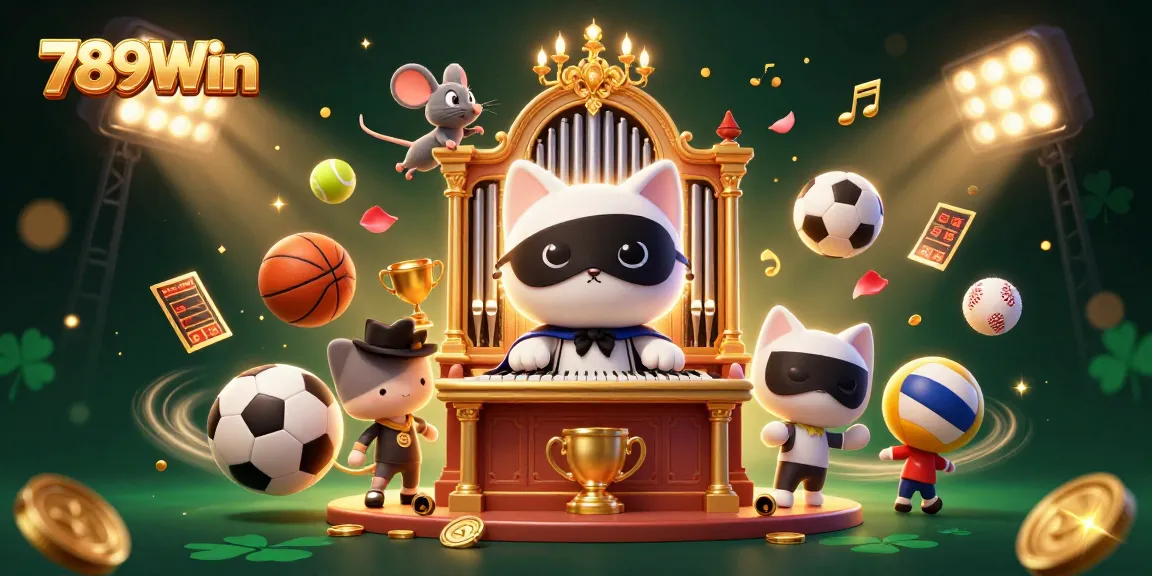 Experience thrilling gameplay at 789Win as the white cat and mouse acrobat light up the casino atmosphere.