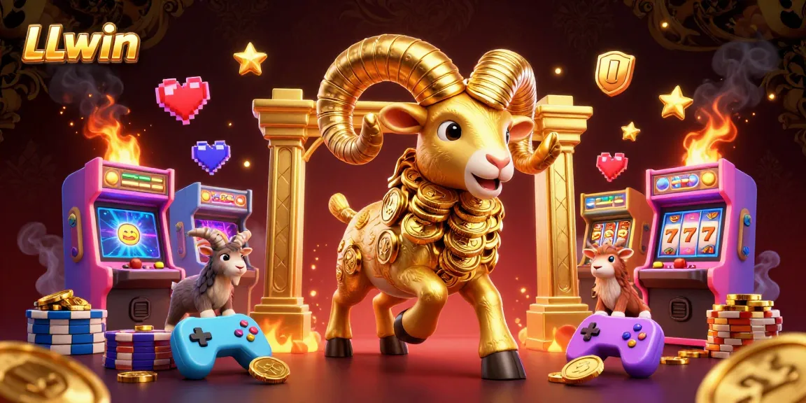 Engage with LLwin's vibrant 3D illustration showcasing dynamic characters and colorful game elements in a casino setting.