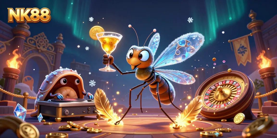 Experience thrilling gameplay at NK88 with the exciting casino characters and golden roulette.